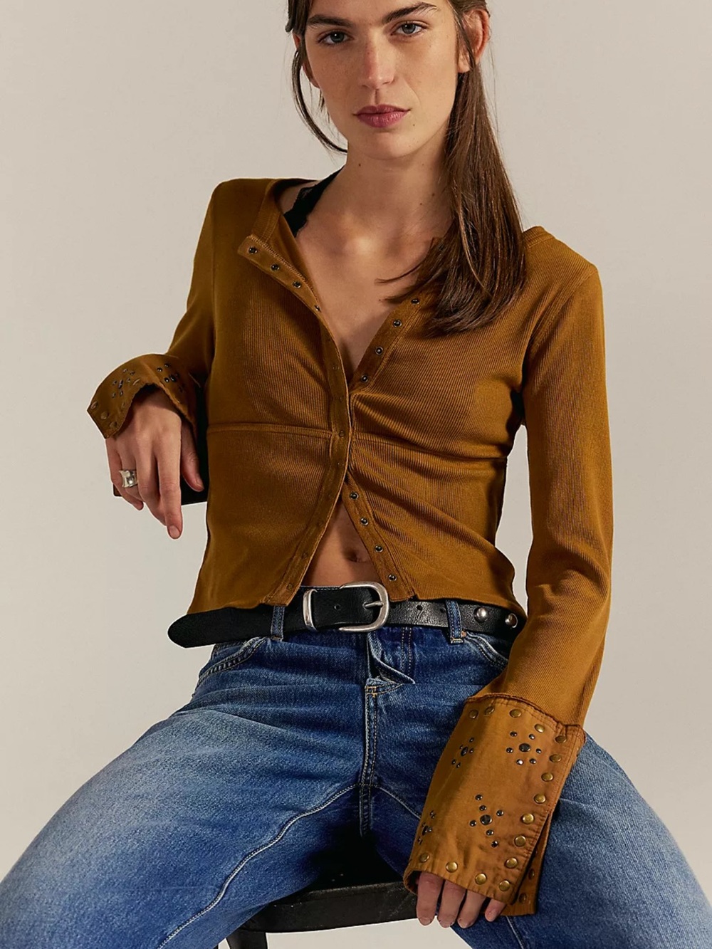NWT Free People Night Belle Cuff Top in Bronze
